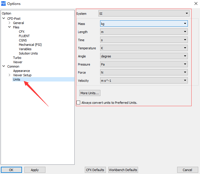CFD-POST中如何修改云图标签单位